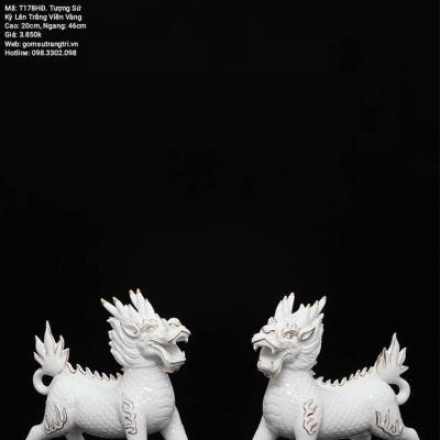 TƯỢNG SỨ KỲ LÂN TRẮNG VIỀN VÀNG